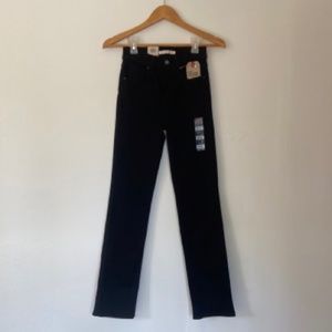 Levi's 724 High-Rise Straight Leg Jeans in Black Denim